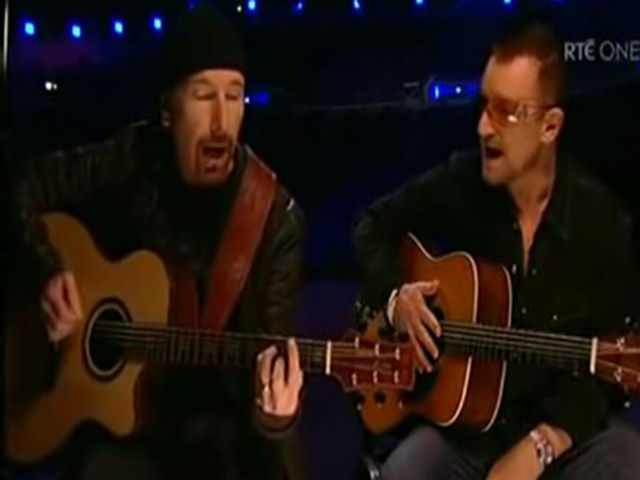 The Edge and Bono at the old railway station