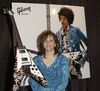 Hendrix's psychedelic Flying V Jimi's half-sister Janie with the reissue of his psychedelic Gibson Flying V
