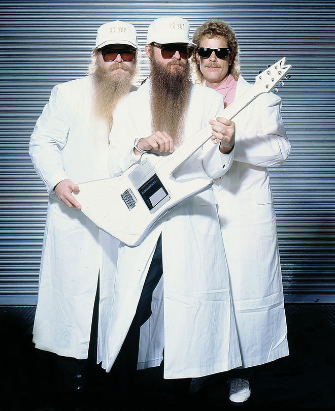 ZZ Top The Reverend Billy F Gibbons and a custom'Explorer' Previous