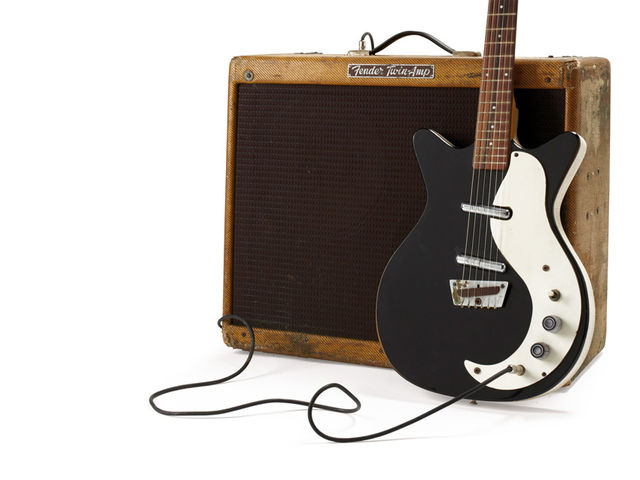 Danelectro 3021 shorthorn guitar (and Fender Twin amplifier)