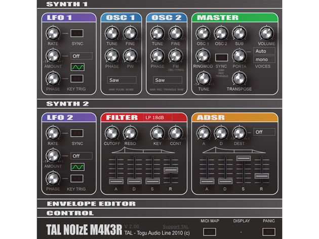 of the best chiptune VST plug-ins | Togu Audio Line TAL-Noisemaker ...