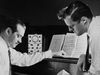 1935 Inventor Laurens Hammond (left) at work on another project.