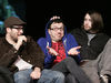 With his Alexisonfire bandmates (left)