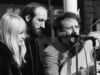 Peter, Paul and Mary entertaining the Peace Moratorium crowds in Times Square, NY, 1969
