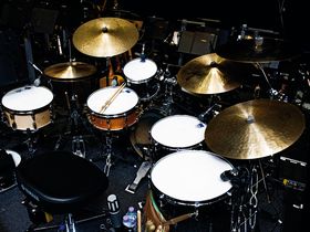 Mark Mclean and Lea Mullen's George Michael drum and percussion setup in pictures