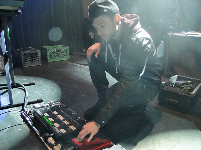 Good Charlotte's Billy Martin and his live setup Pre-soundcheck, Billy Martin tweaks his pedalboard