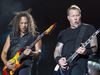 Kirk Hammett (left) and Hetfield shred twin guitar-style, April 2011