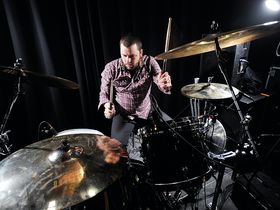 Brandon Barnes's Rise Against drum setup in pictures
