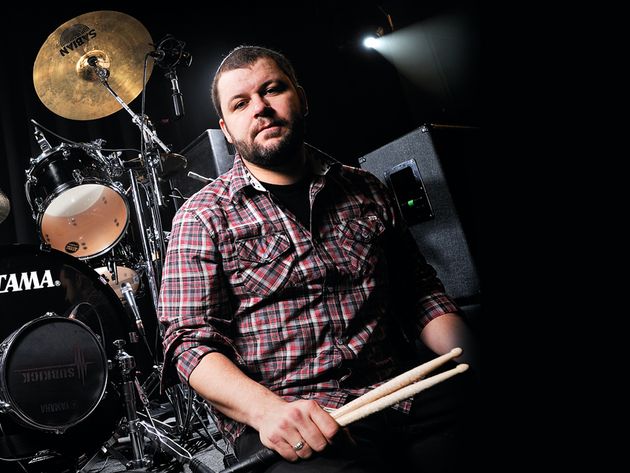 Brandon Barnes's Rise Against drum setup in pictures