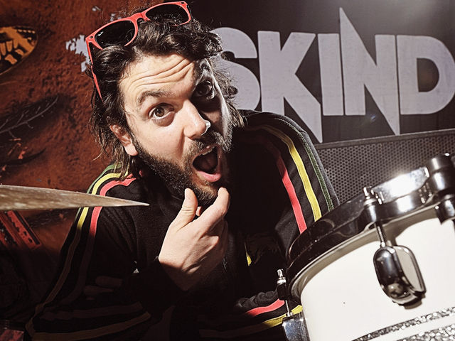 Skindred's 'Dirty' Arya Goggin. "It's the parts that we play that give the reggae sound rather than the gear. I want it to sound as punishing and loud as possible".