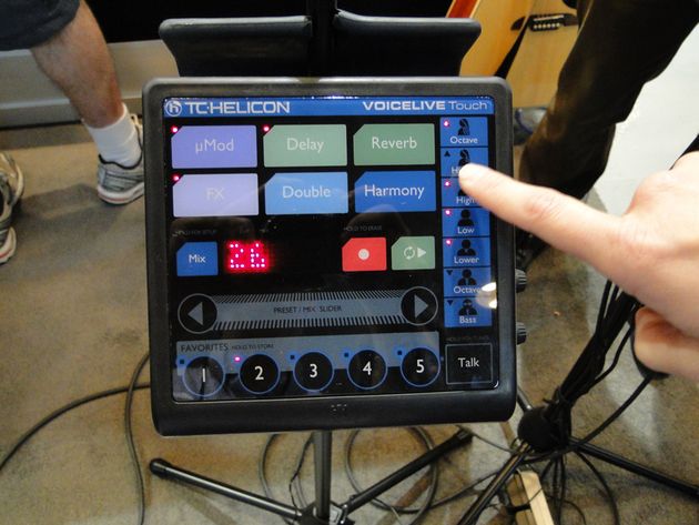 Big, bright, easy-to-ready display buttons on the VoiceLive Touch make it easy to program in low-light gig settings