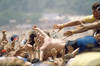 Bono crowd surfs in California ((Joe Giron/Corbis))
