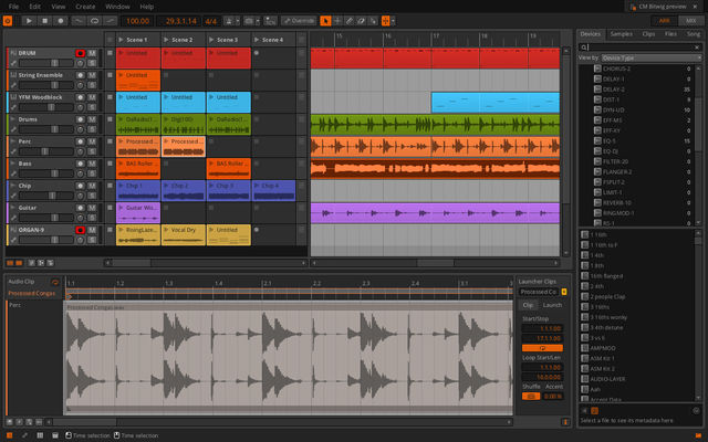 Bitwig Clip Launcher in Arrange view Clip Launcher in Arrange view