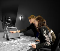 at the mixing desk