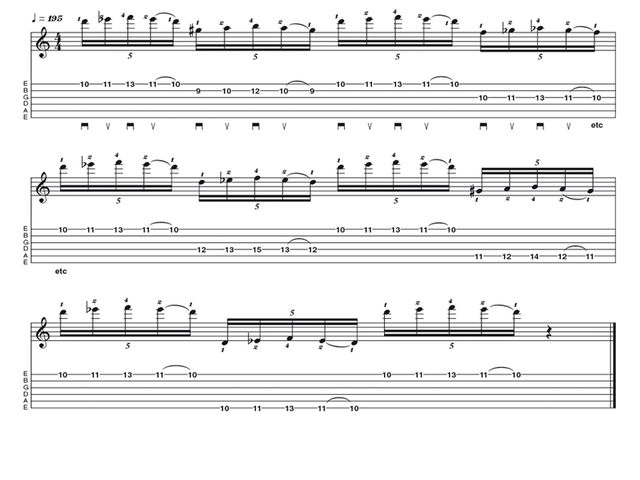 Advanced lick two:  Paul Gilbert-style string skipping