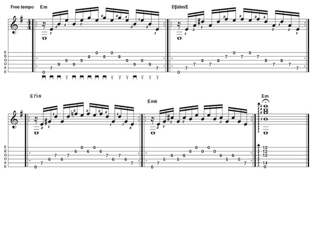 Advanced lick two: Faux classical pick style