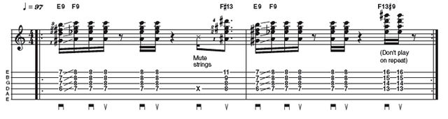 Easy lick two: 16th note funk strumming