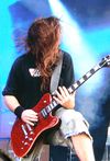 When Lamb Of God surfaced on the Saturday they blew away every other main stage band that preceded them with a savage selection of chops. Mark Morton's using his chambered-body Jackson Dominion signature here. It has coil taps on the pickups but Mark rarely uses them with the band.