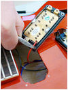 Removing the pickups The Gretsch humbuckers will be replaced by Seymour Duncan units