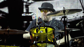 Jason Bonham working on hologram drum solo with his dad