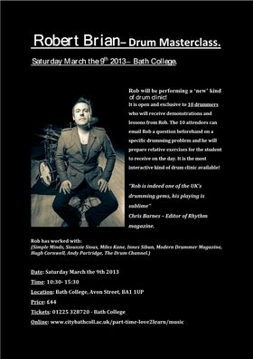 Rob Brian announces Bath drum masterclass