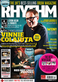 Get a free pair of Vater sticks with the latest Rhythm!