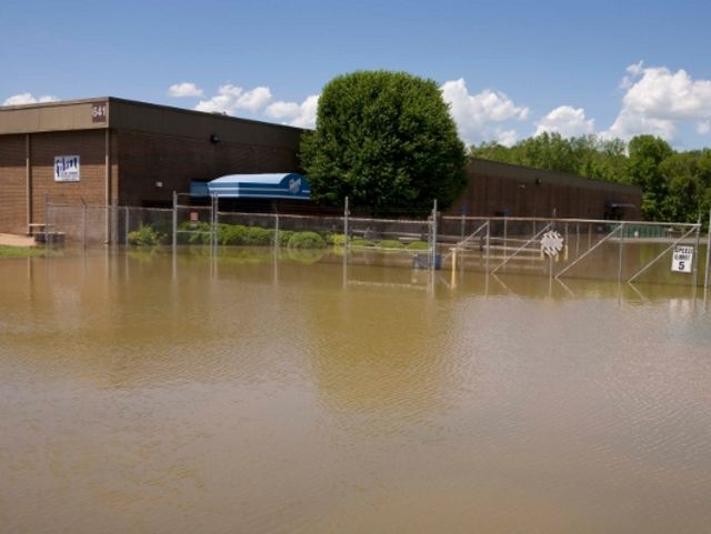 The flooded Gibson factory
