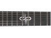 The fretboard is made from ebony and features jumbo frets and a Devin Townsend insignia on the twelfth.