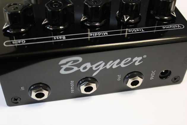This Bogner pedal also give you the option of controlling from a unit with the remote jack. Running on a 9V battery or DC power supply.