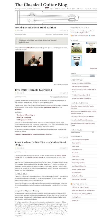 Blog of the week: the classical guitar blog